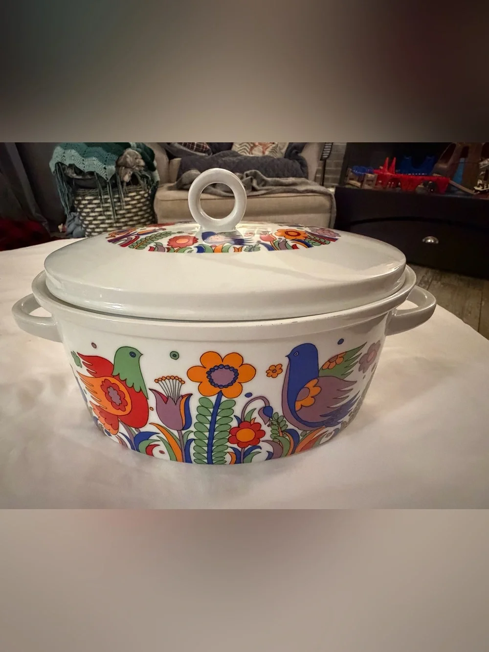 Vintage Royal Crown Paradise Japan Ovenware Set Birds Flowers MCM 9 Pc Lot